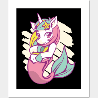 mermaid unicorn cute design Posters and Art